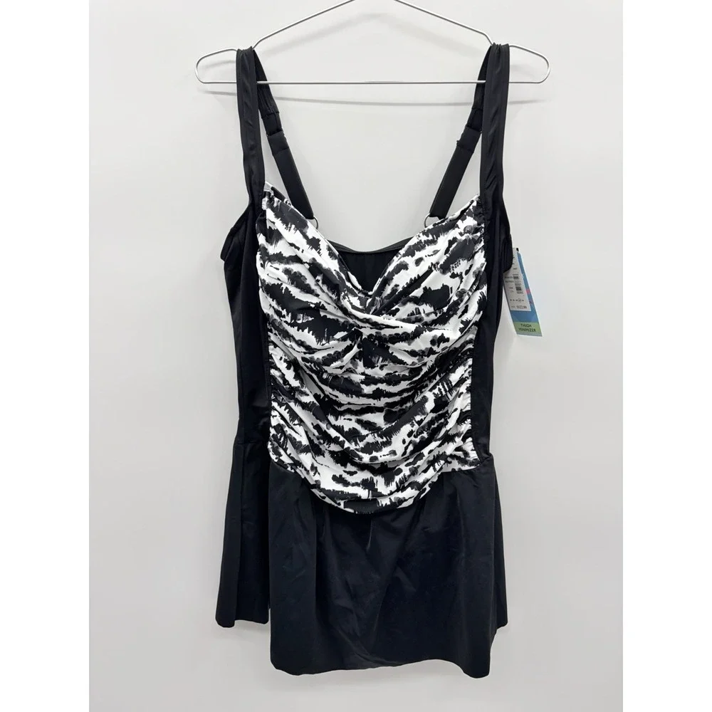 Swim Solutions Womens Plus Size 22W Tummy Control Twist Bra Skater Swimsuit $122 - Picture 3 of 9